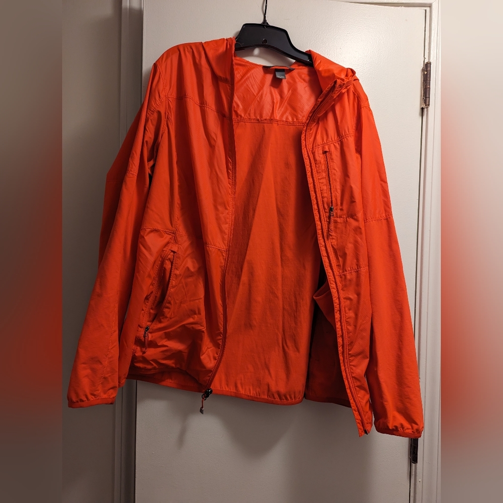 Orange rain resistant jacket
